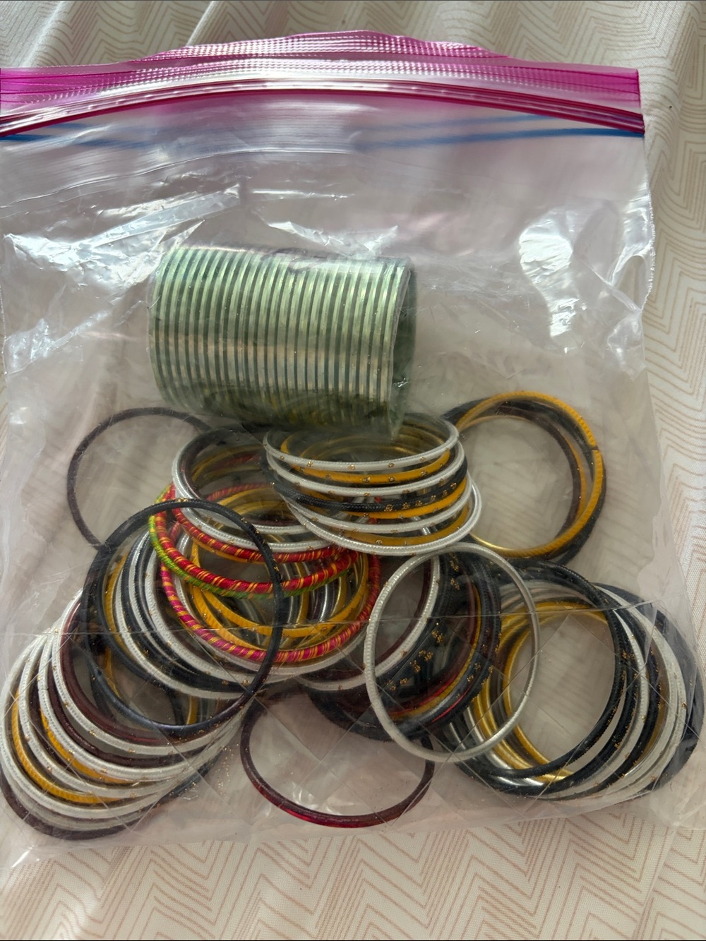 Assorted Baby Metal and Enamel Bangle Bracelet Set - Multicolor